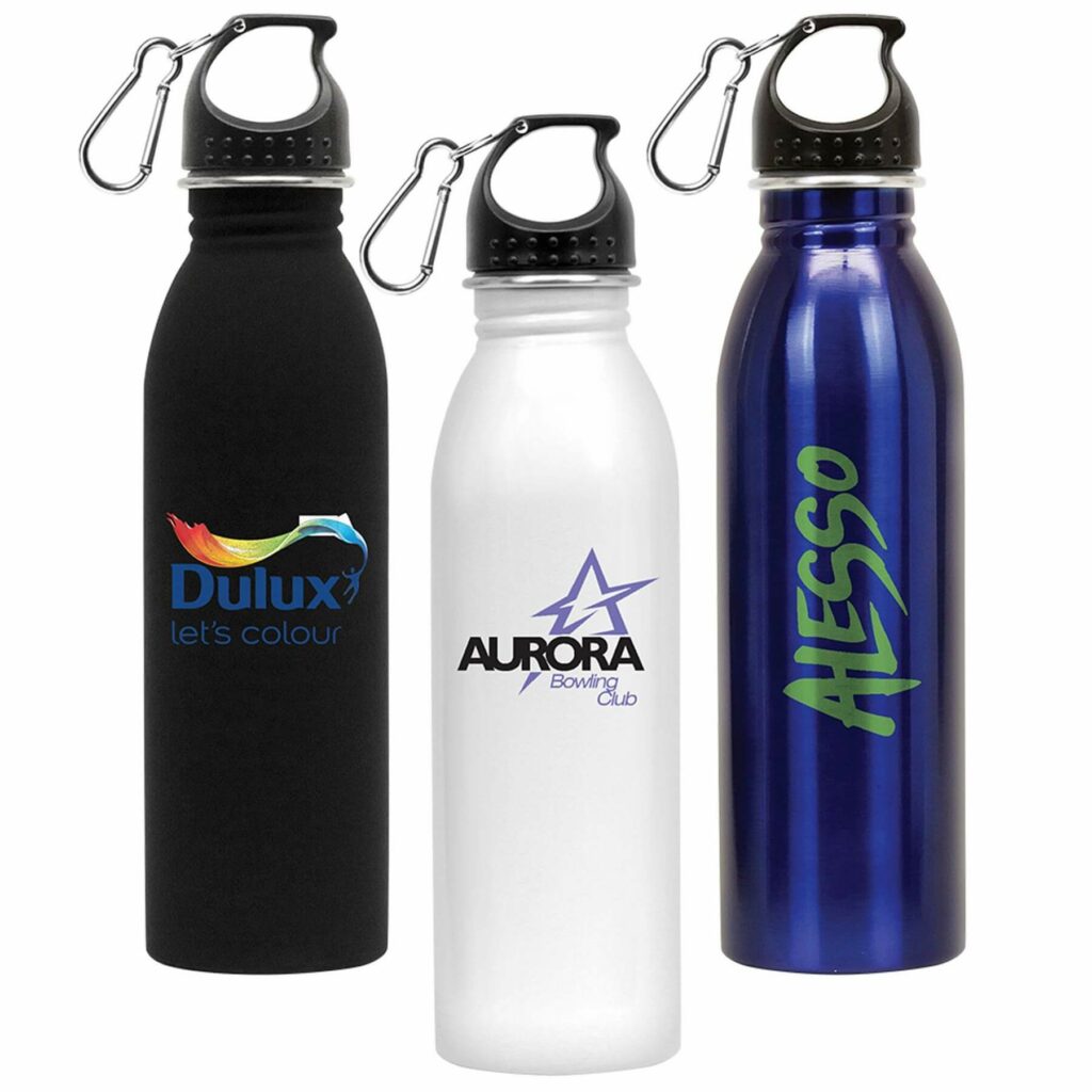 Black, white and blue 18/8, 3/4 tall 24 oz stainless steel solairus water bottle